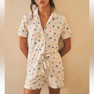 Faherty White Pajama Set with Heart Print